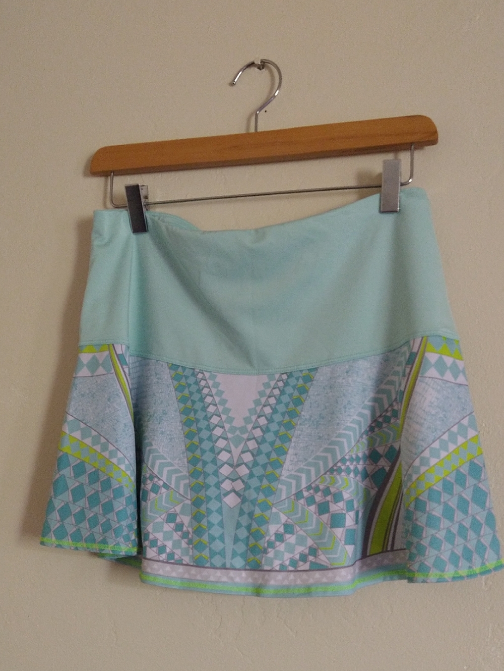 Lucky In Love Light Aqua Patterned Flared Skork Size Medium